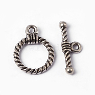 Tibetan Style Alloy Toggle Clasps, Cadmium Free & Nickel Free & Lead Free, Ring, Antique Silver, Ring: 19x14x3mm, Hole: 2mm, Bar: 20x8x3mm, Hole: 2mm(EA9138Y-NF)