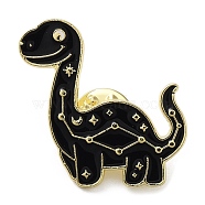 Dinosaur Enamel Pins, Light Gold Alloy Brooch for Backpack Clothes, Black, 30x31x1.5mm(JEWB-H014-05LG-01)
