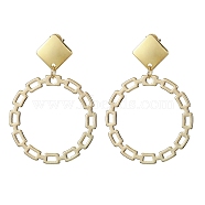Alloy Rings Dangle Stud Earrings with 304 Stainless Steel Pins, Golden, 45x33mm(EJEW-JE05338)