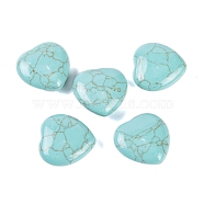 Synthetic Turquoise Healing Stones, Heart Love Stones, Pocket Palm Stones for Reiki Ealancing, 30x30x11.5~12.5mm(G-G020-01S)