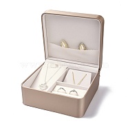 PU Leather Jewelry Set Boxes, with White Sponge, for Necklaces and Earring, Drawbench Style, Rectangle, Tan, 15.1x14.2x7.2cm(CON-Z005-02B)