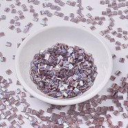 MIYUKI TILA Beads, Japanese Seed Beads, 2-Hole, (TL256) Transparent Smoky Amethyst AB, 5x5x1.9mm, Hole: 0.8mm, about 590pcs/50g(SEED-X0054-TL0256)