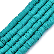 Handmade Polymer Clay Beads Strands, for DIY Jewelry Crafts Supplies, Heishi Beads, Disc/Flat Round, Dark Cyan, 6x0.5~1mm, Hole: 1.8mm, about 290~320pcs/strand, 15.75 inch~16.14 inch(40~41cm)(CLAY-R089-6mm-116)