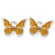 Tibetan Style Alloy Enamel Butterfly Pendants, Antique Silver, Goldenrod, 64x86x3mm, Hole: 3.5mm and 2.5mm(ENAM-M001-17P)