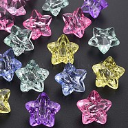 Transparent Acrylic Beads, Faceted, Star, Mixed Color, 23x24x16mm, Hole: 3mm(X-MACR-S373-76-B)
