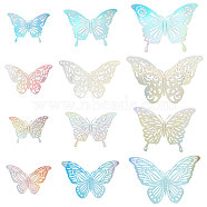 Gorgecraft 8 Sets 4 Colors Paper Mirror Wall Stickers, with Adhesive Tape, for Home Living Room Bedroom Decoration, 3D Butterfly, Mixed Color, 58~87x80~120mm, 12pcs/set(DIY-GF0005-96)