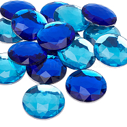 16Pcs 2 Colors Extra Large Jewelry Sticker, Acrylic Aquamarine & Sapphire Rhinestone Stick On Cabochon, with Self Adhesive, Half Round/Dome, Faceted, Mixed Color, 40x7mm, 8pcs/color(TACR-FG0001-14)