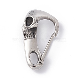 304 Stainless Steel Push Gate Snap Keychain Clasps, Skull, Stainless Steel Color, 45x26x13.5mm, Hole: 5x9mm(STAS-G290-01P)