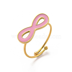 Adjustable 304 Stainless Steel Rings, with Enamel for Woman, Infinity, Inner Diameter: 18mm(RJEW-B058-01G-07)