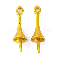 Brass Bead Cap Bails, Lead Free & Cadmium Free, Long-Lasting Plated, Cone, Golden, 16x3mm, Hole: 1mm(KK-G502-17A-G)