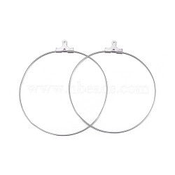 316 Surgical Stainless Steel Hoop Earring Findings, Ring, Stainless Steel Color, 21 Gauge, 50~51x45~47x0.7mm, Hole: 1mm(X-STAS-P238-09P-06)