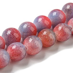 Dyed Natural Jade Beads Strands, Round, Red, 8mm, Hole: 1.2mm, about 49pcs/strand, 15.55 inch(39.5cm)(G-F764-02D)