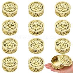 Plastic Gift Boxes, for Presents Candies Cookies Storage, Flat Round with Hollow Flower, Gold, 7.3x3.2cm, Inner Diameter: 6.4x2.5cm(CON-WH0087-48)