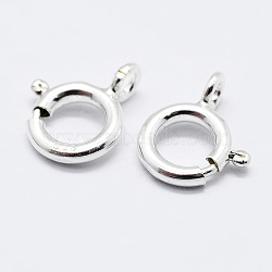 925 Sterling Silver Spring Ring Clasps, Ring, with 925 Stamp, Silver, 10x8x1.5mm, Hole: 1.5mm(STER-K167-076C-S)