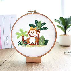 DIY Display Decoration Embroidery Kit, including Embroidery Needles & Thread & Fabric, Monkey Pattern, 118x124mm(SENE-PW0003-072A)