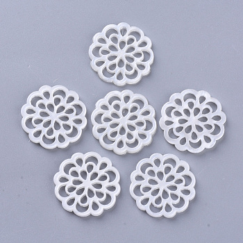 Cellulose Acetate(Resin) Filigree Joiners, Flower, Creamy White, 24x2.5mm