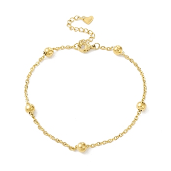 Vacuum Plating 304 Stainless Steel Satellite Chains Anklet for Women, Golden, 9 inch(22.7cm)