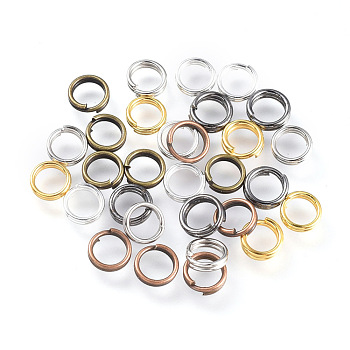Iron Split Rings, Double Loops Jump Rings, Mixed Color, 5x1.4mm, Inner Diameter: 4.3mm, 6 Colors, about 6500pcs/500g