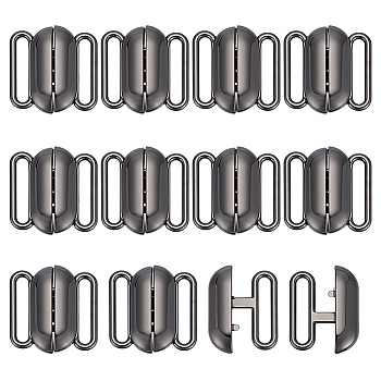 12Pcs Alloy Interlocking Clasps, Black, 20x20x4.5mm, Hole: 15x2.5mm