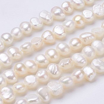 Natural Cultured Freshwater Pearl Beads Strands, Two Sides Polished, Seashell Color, 7~8x6~7x5~6mm, Hole: 0.5mm, about 55~56pcs/strand, 13.39 inch(34cm)