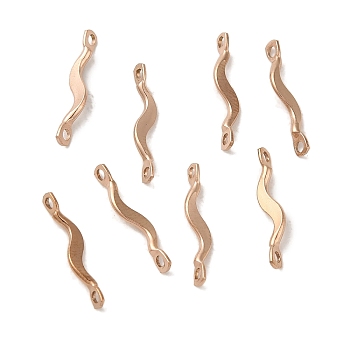 Ion Plating(IP) 304 Stainless Steel Links Connector Charms, Twisted Bar, Rose Gold, 15x2x3mm, Hole: 1.2mm
