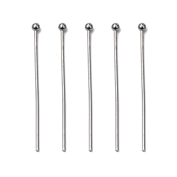304 Stainless Steel Ball Head Pins, Stainless Steel Color, 30x0.8mm, 20 Gauge, Head: 2mm