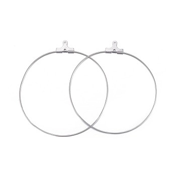 316 Surgical Stainless Steel Hoop Earring Findings, Ring, Stainless Steel Color, 21 Gauge, 50~51x45~47x0.7mm, Hole: 1mm