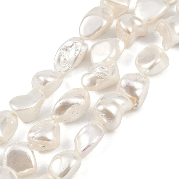 Shell Pearl Beads Strands, Nuggets, Seashell Color, 14.5~20x12~14x10.5~12.5mm, Hole: 0.7mm, about 24pcs/strand, 15.24 inch(38.7cm)