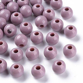 Opaque Acrylic Beads, Round, Rosy Brown, 11.5x10.5mm, Hole: 4mm