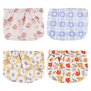 3Pcs 3 Colors Flower Printed Cloth Women's Mini Cosmetics Storage Bags, Rectangle, Mixed Color, 17x11.5x0.55cm, 1pc/color