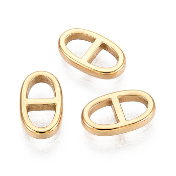 Ion Plating(IP) 304 Stainless Steel Connector Charms, Oval, Real 14K Gold Plated, 10x6.5x2mm, Hole: 2.5mm