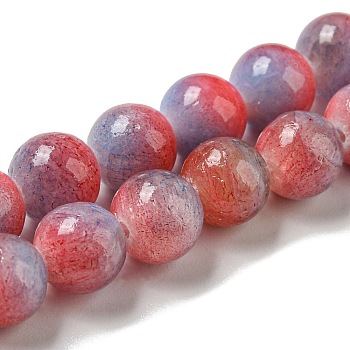 Dyed Natural Jade Beads Strands, Round, Red, 8mm, Hole: 1.2mm, about 49pcs/strand, 15.55 inch(39.5cm)
