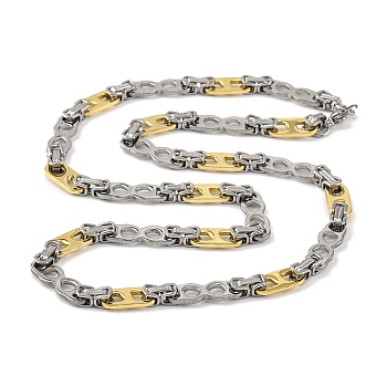 201 Stainless Steel 8 Shaped Links Chain Necklace, with 304 Stainless Steel Clasps, Golden & Stainless Steel Color, 23.82 inch(60.5cm), link: 17.5x8x2mm and 24x8x2mm