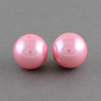 ABS Plastic Imitation Pearl Round Beads, Pink, 10mm, Hole: 2mm, about 1000pcs/500g