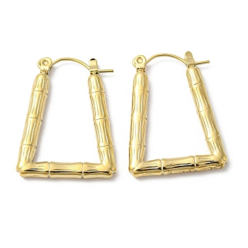 Ion Plating(IP) 304 Stainless Steel Hoop Earrings, Trapezoid, Real 18K Gold Plated, 26.5x3x20.5mm
