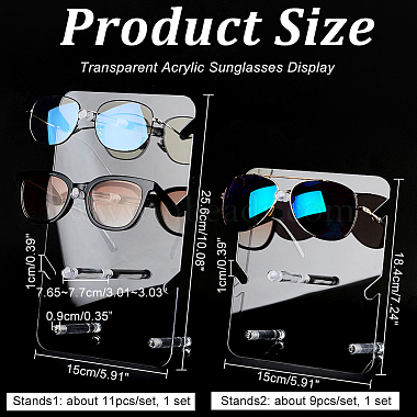 nbeads 2 juegos 2 estilos soportes de exhibición de gafas de sol de acrílico transparente(ODIS-NB0001-29)-2