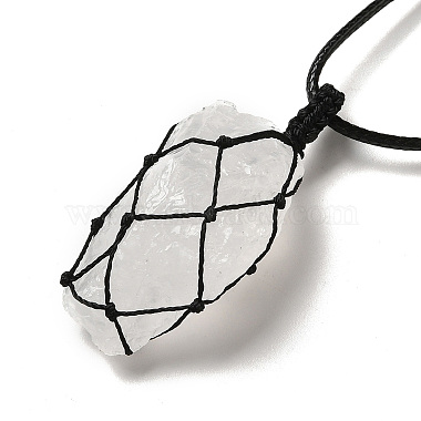 Irregular Nuggets Natural Quartz Crystal Pendant Necklace(G-H286-02E)-3