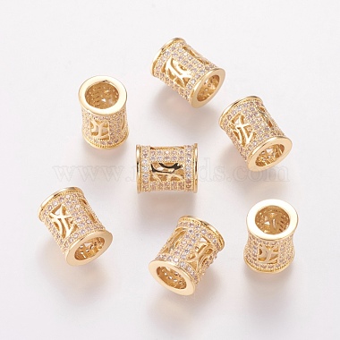 10mm Column Brass+Cubic Zirconia European Beads