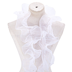 2M Organza Ribbon, with Resin Imitation Pearl Beads, Lace Edge Trim for Applique Sewing Craft Wedding Dress, White, 120~130mm, about 2.19 Yards(2m)/pc(OCOR-WH0070-167C)