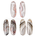 Natural Mexican Agate Pendants, Oval Charms, 39.5~40x13.5~14x4~4.5mm, Hole: 1.2mm(G-K381-17A)