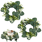 Spun Silk Cloth with PE Plastic Garland for Candle, Artificial Flower, Dark Green, 235x200x70mm(AJEW-WH0314-804B)