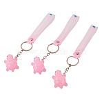 3Pcs PVC Tortoise Pendant Keychains, Platinum, Pink, 195~205mm(KEYC-TADJ0001-02D)