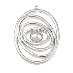 304 Stainless Steel Pendants, Oval with Eye Charms, Stainless Steel Color, 44x32.5x4mm, Hole: 2mm(SA-CBA7A79-10P)