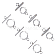 304 Stainless Steel Toggle Clasps, Ring Shape, Stainless Steel Color, Ring: 16.5x12x2mm, Bar: 18x7.5x3mm, Hole: 3mm, Ring: 20.5x15.5x2mm, Hole: 3mm, Bar: 23x7x2mm, Hole: 3mm, 12sets/box(STAS-UN0010-34)