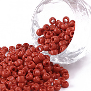 (Repacking Service Available) Glass Seed Beads, Opaque Colours Seed, Small Craft Beads for DIY Jewelry Making, Round, Red, 6/0, 4mm, about 12g/bag(SEED-C019-4mm-45)