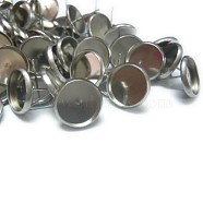 304 Stainless Steel Flat Round Stud Earring Settings, Earring Posts, Stainless Steel Color, Tray: 8mm, 10mm, Pin: 1mm(STAS-I017-04)