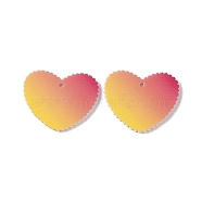Double Side Acrylic Pendants, Heart, Crimson, 26x31.5x2mm, Hole: 1.6mm(MACR-C004-01C)
