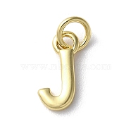 Rack Plating Brass Pendants, Cadmium Free & Lead Free, Long-Lasting Plated, Real 18K Gold Plated, Letter J, 11.5x5x1.5mm, Hole: 3.2mm(KK-P245-06G-J)