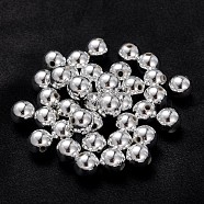 Carnival Celebrations, Mardi Gras Beads, Plating Acrylic Beads, Round, Silver Color, about 8mm in diameter, hole: 1.5mm, about 2000pcs/500g(PL683-1)
