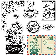PVC Plastic Stamps, for DIY Scrapbooking, Photo Album Decorative, Cards Making, Stamp Sheets, Coffee Pattern, 160x110x3mm(DIY-WH0167-57-0447)